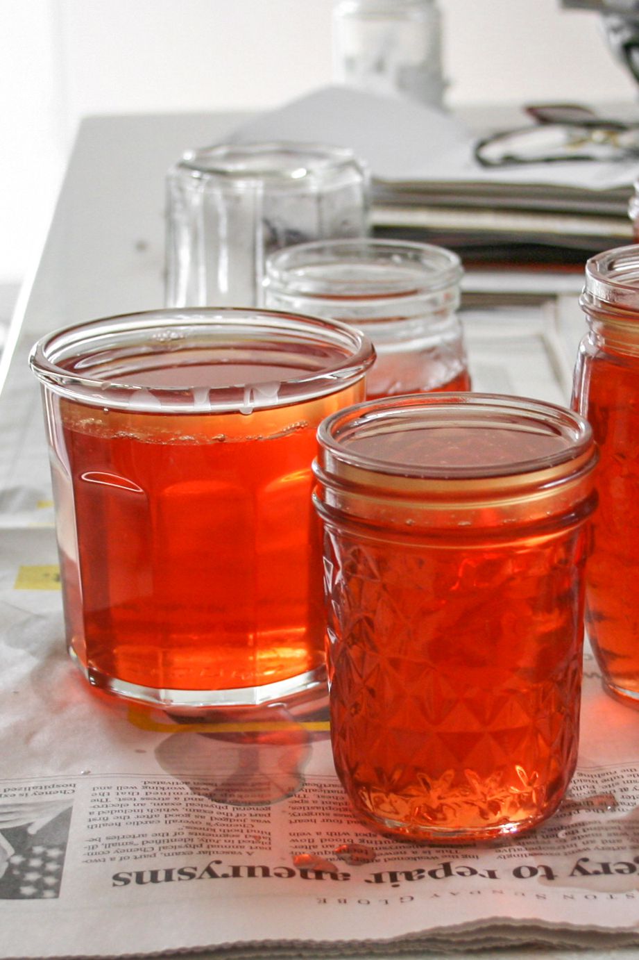Jars of homemade quince jelly