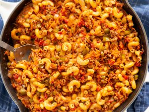 overhead view of Sloppy Joe Skillet Dinner