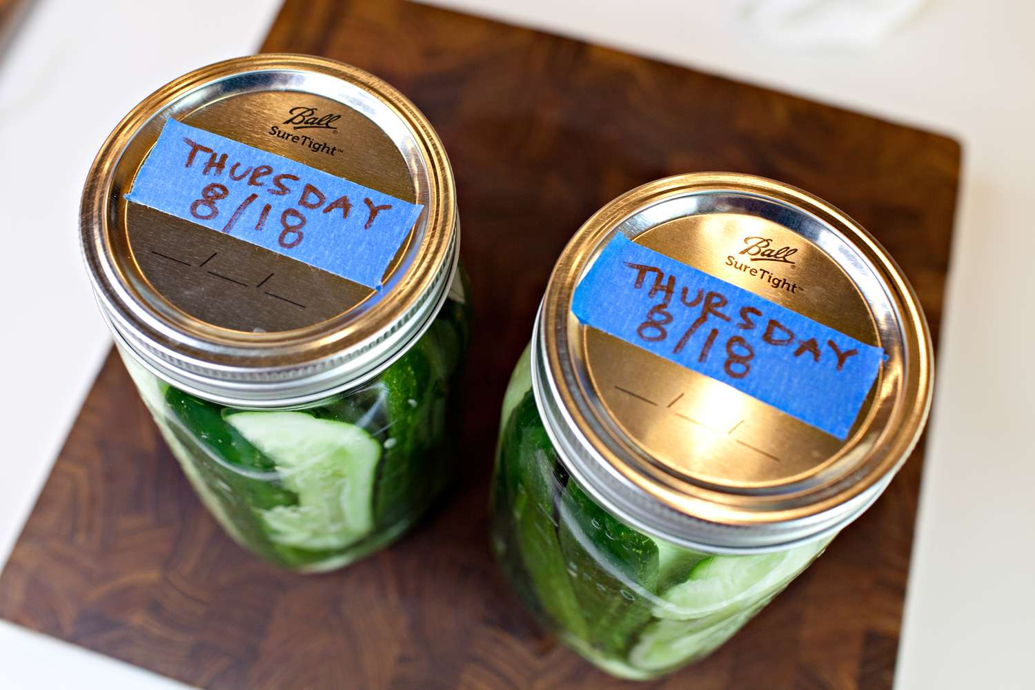 Jars of Pickles Labeled with Date