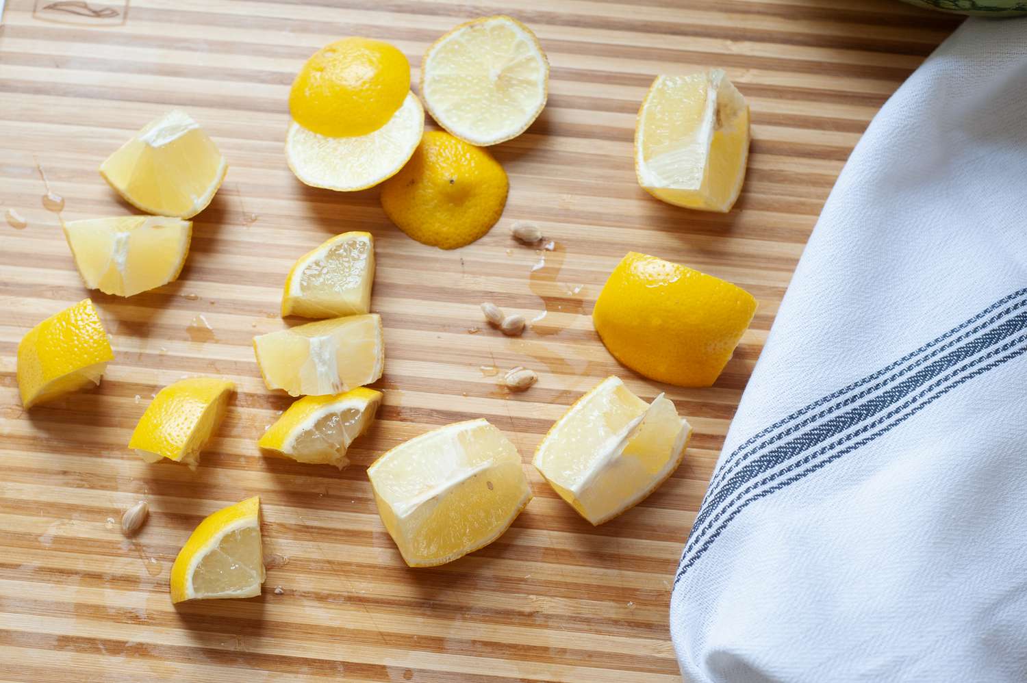 Quartered lemons to make blender watermelon lemonade