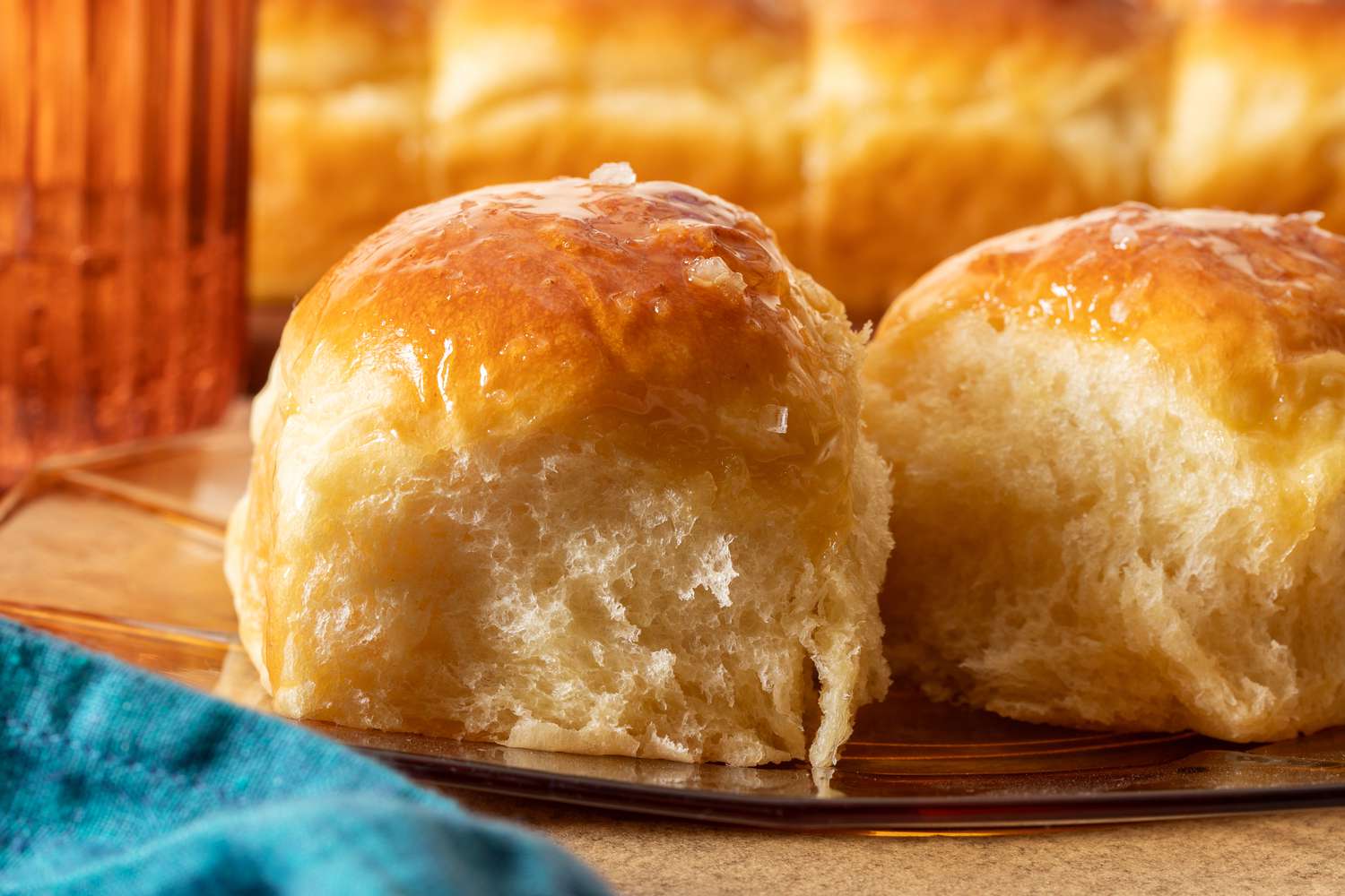 Salted honey rolls on a plate