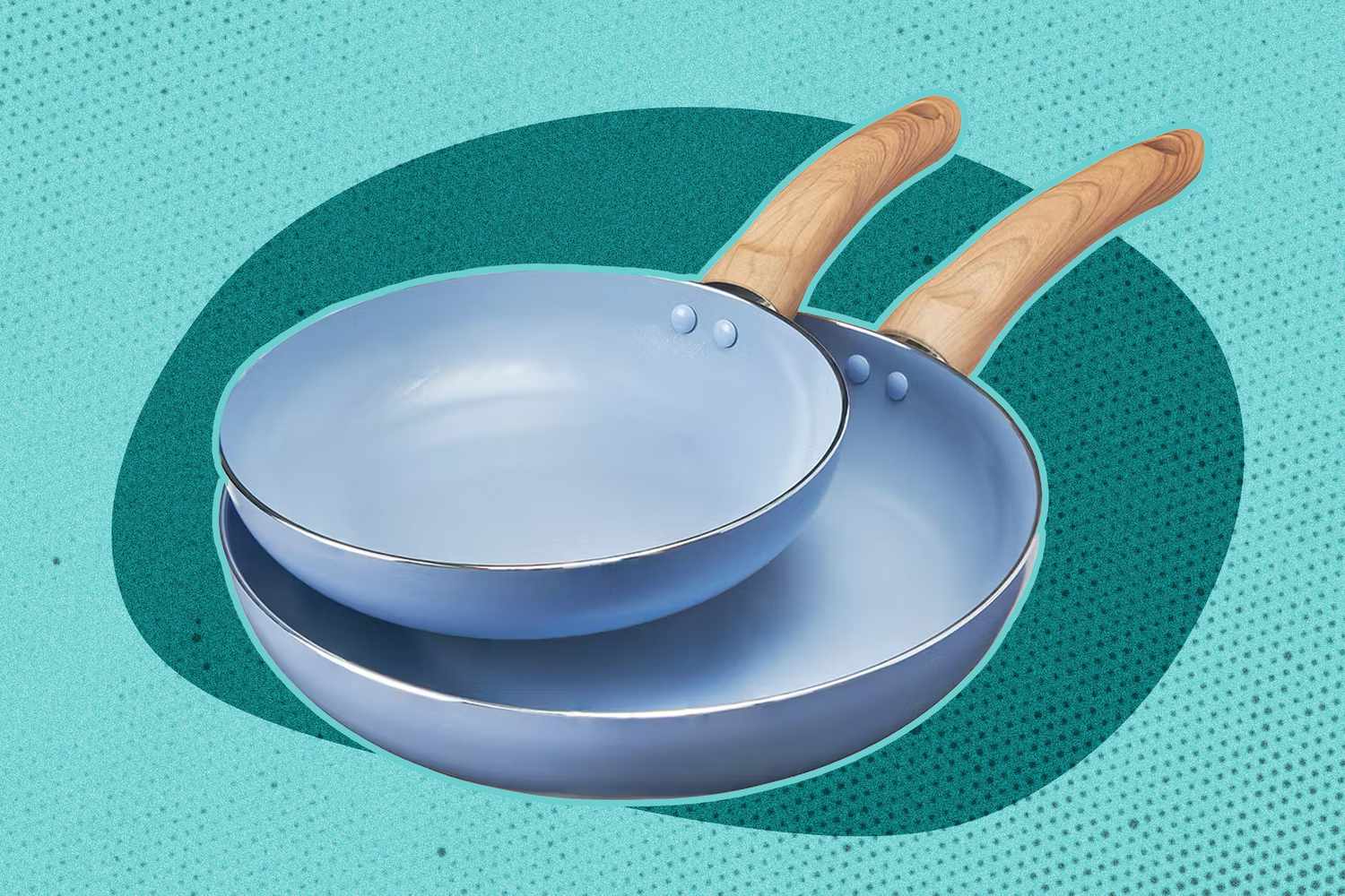 ALDI skillet set on an illustrated background