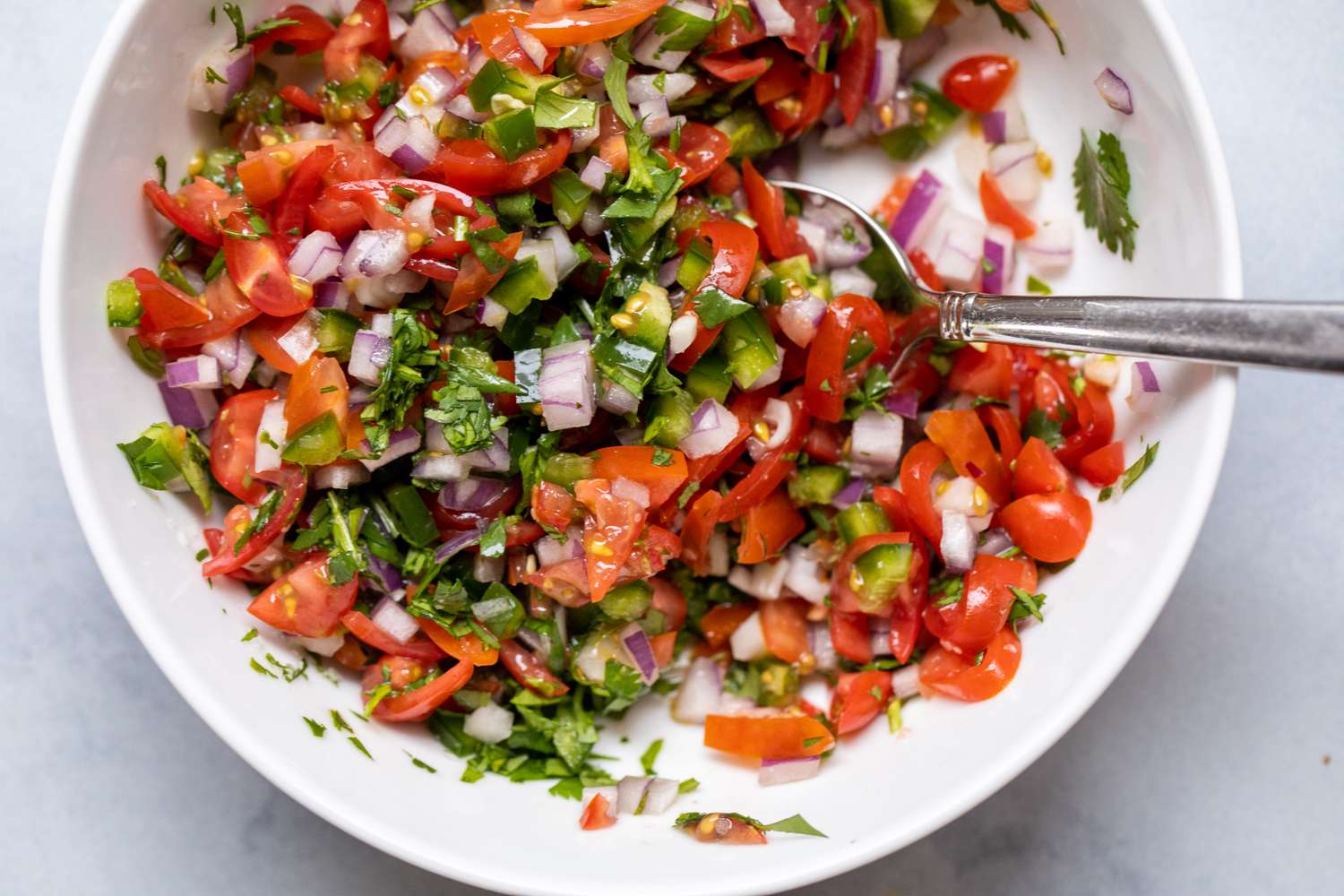 Fresh salsa mixture to put on an Avocado burger.