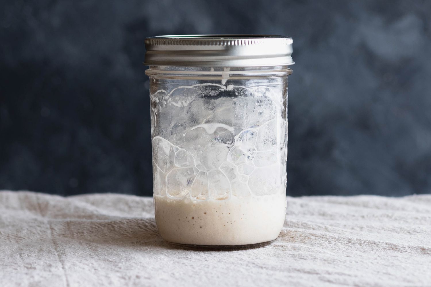 Simple sourdough starter in a mason jar.