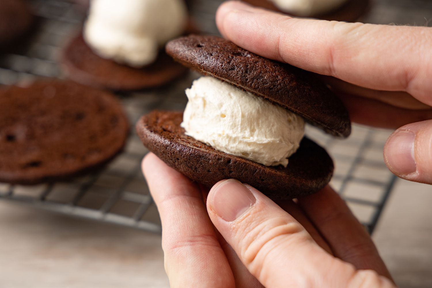 Whoopie Pie Cakes Sandwiched Together to Make Whoopie Pies