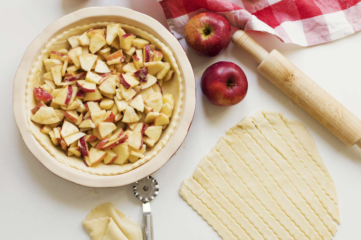 Baking of American apple pie