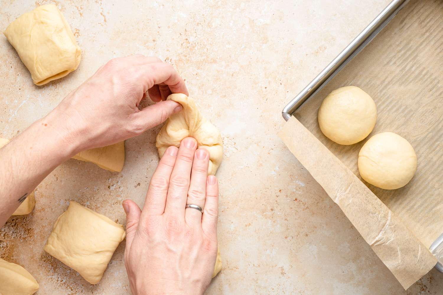 Milk Bread Rolls Formed into Balls