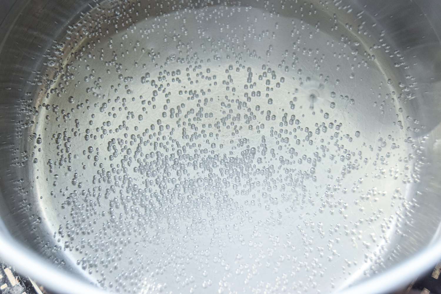 Water simmering in a pot