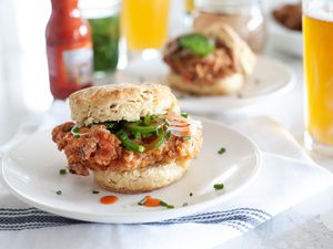 Fried chicken sandwich on plate