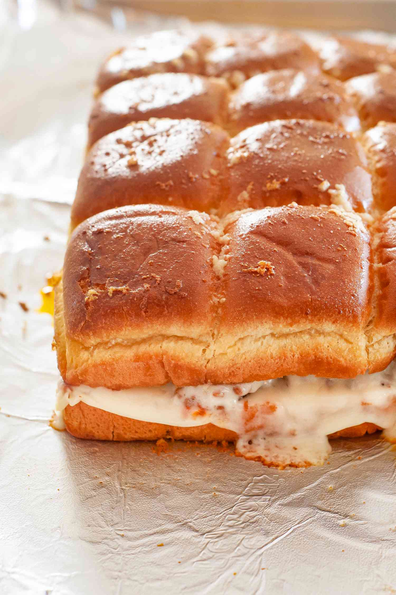 Hawaiian Roll Sliders with Meat Sauce and Parm