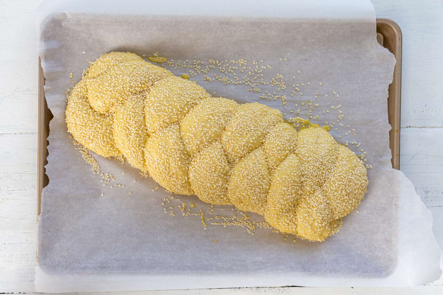 challah sprinkled with sesame seeds