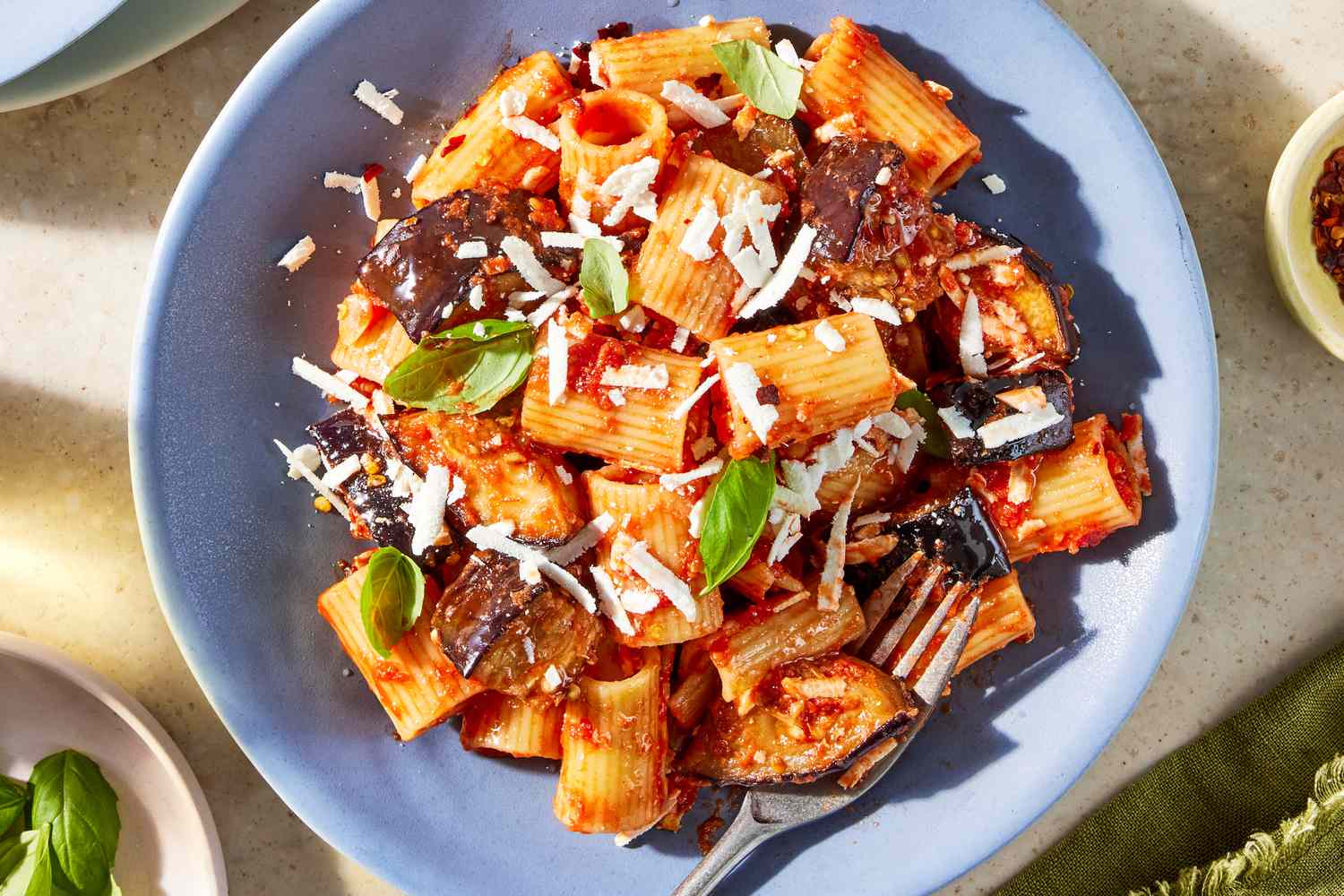 pasta alla norma on a plate