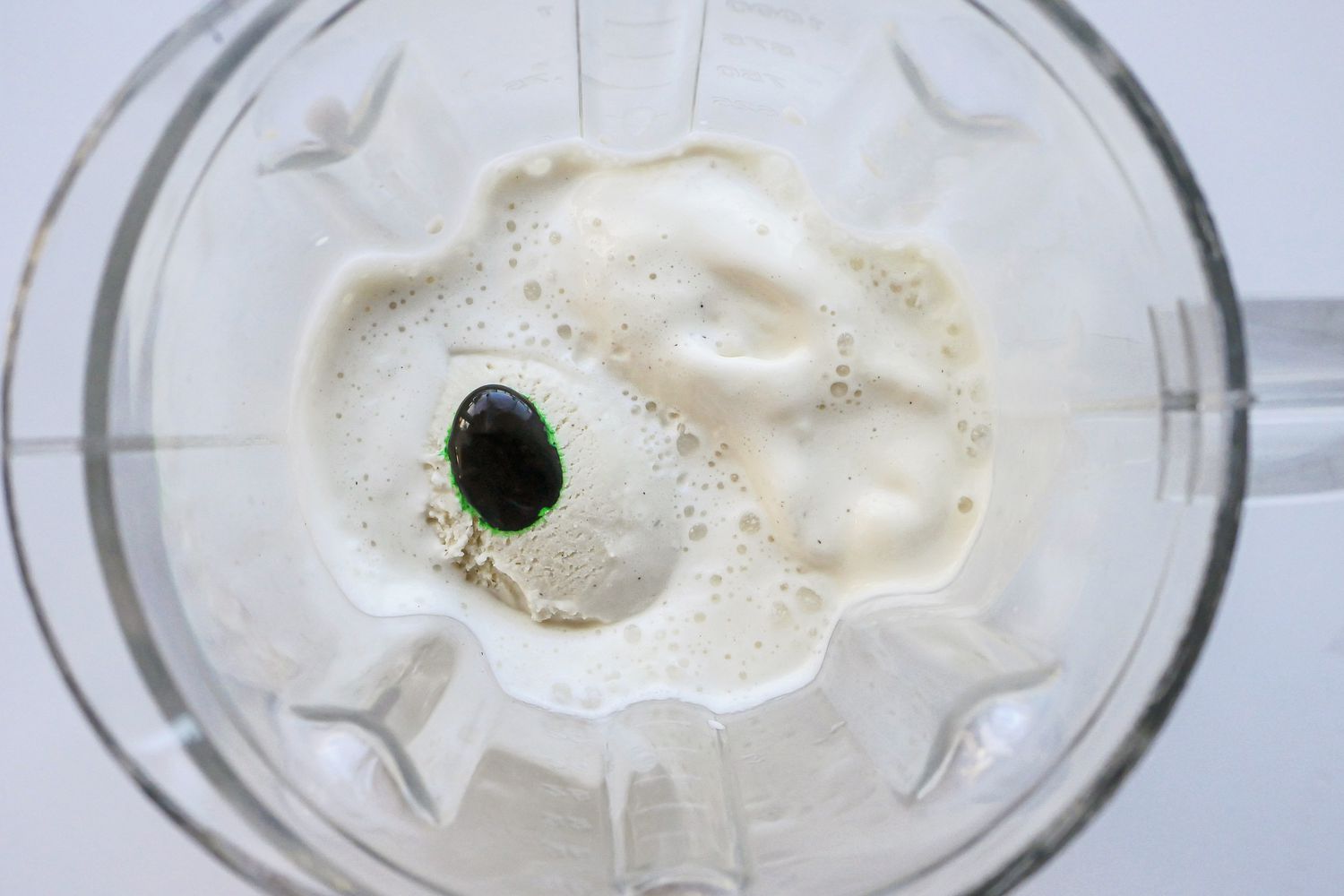 Ice cream in a blender to make a Copycat McDonald’s Shamrock Shake.