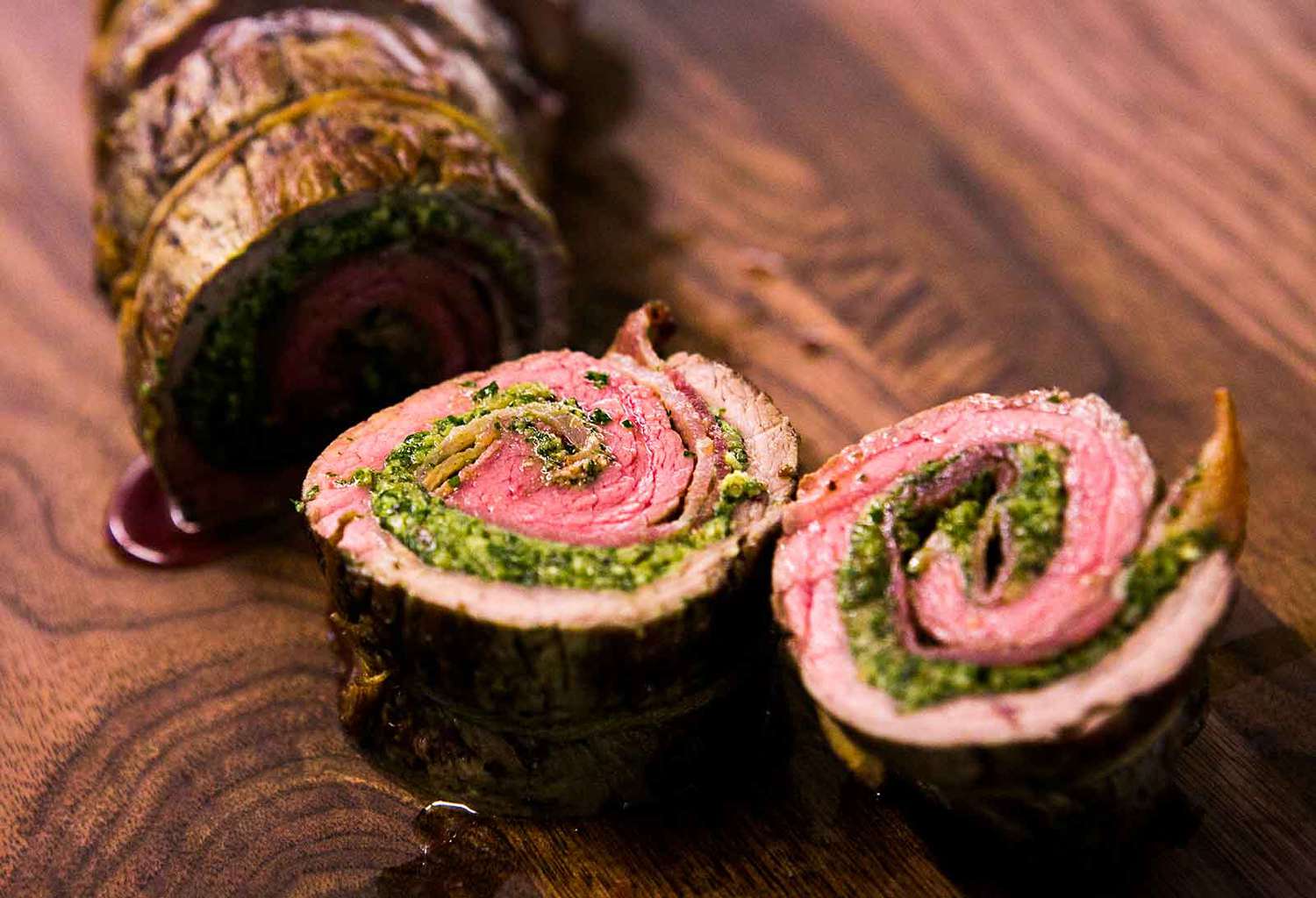 Beef Roulades with Walnut Parsley Pesto