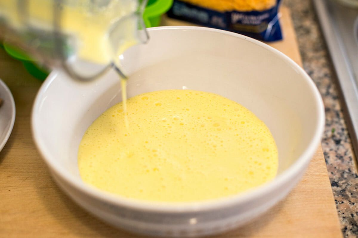 Pour the eggs for the coypcat starbucks egg bites cooked in the instant pot