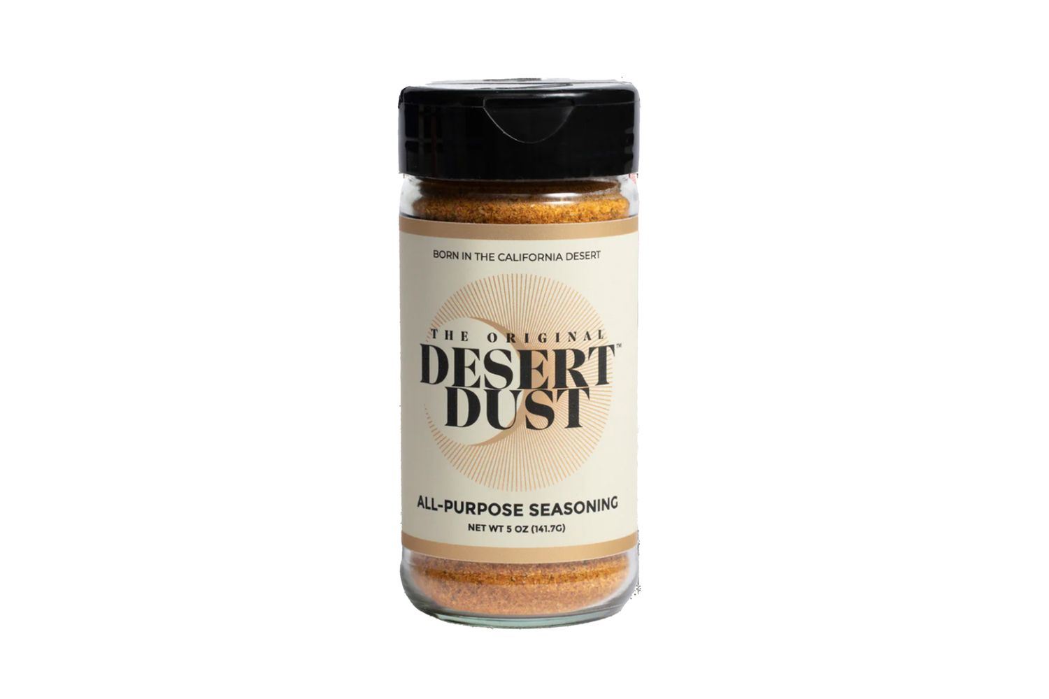 A small glass spice jar of original Desert Dust all-purpose seasoning