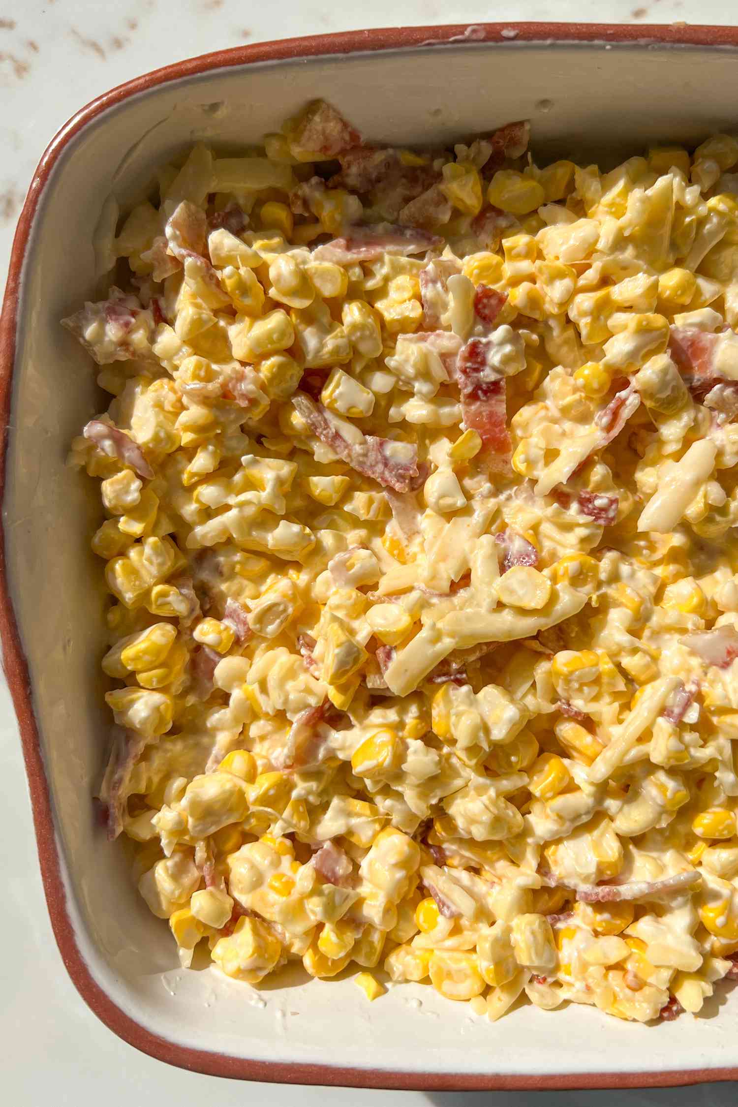 Unbaked corn casserole