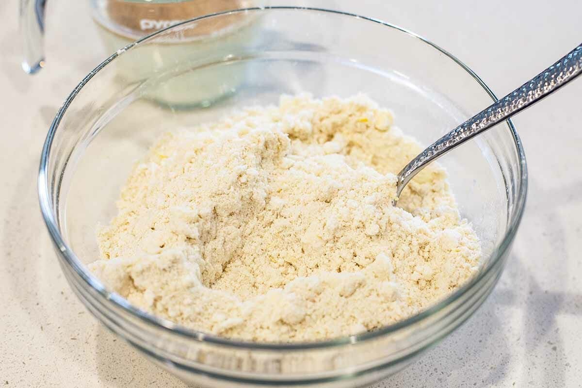 How to Make Cherry Cobbler cut in the butter