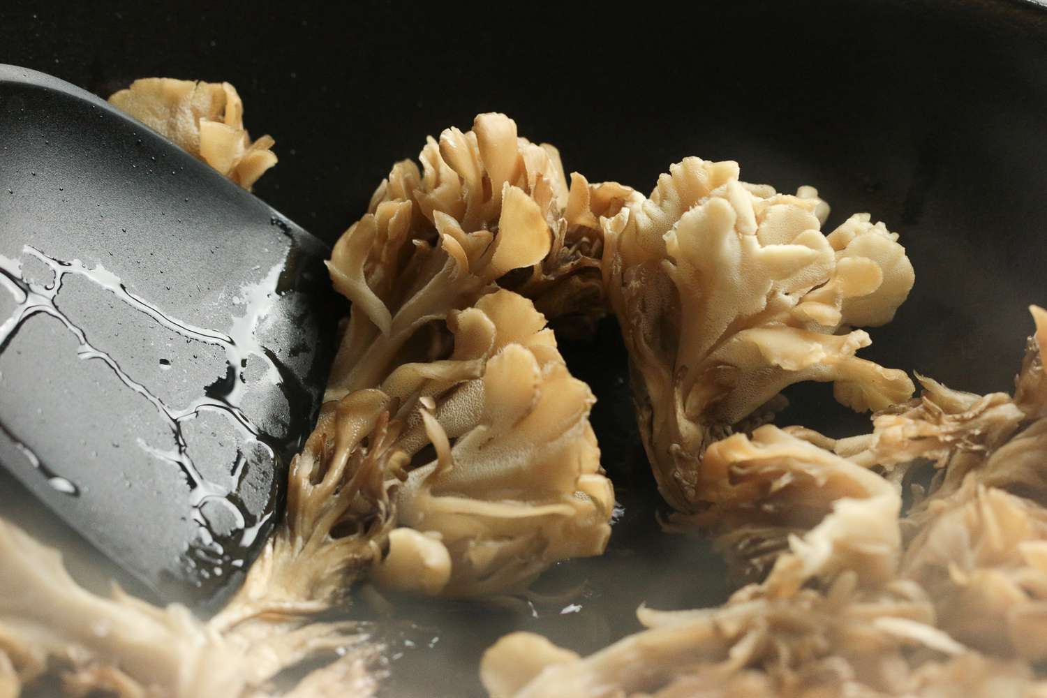 Maitake Mushroom Stir-Fried in Wok Pan for Stir-Fried Mushrooms with Garlic and Chile Oil Recipe