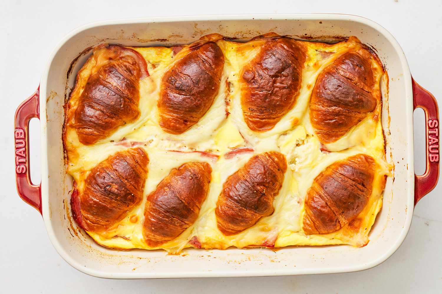 Monte crisoto croissant casserole in a casserole dish (all baked)