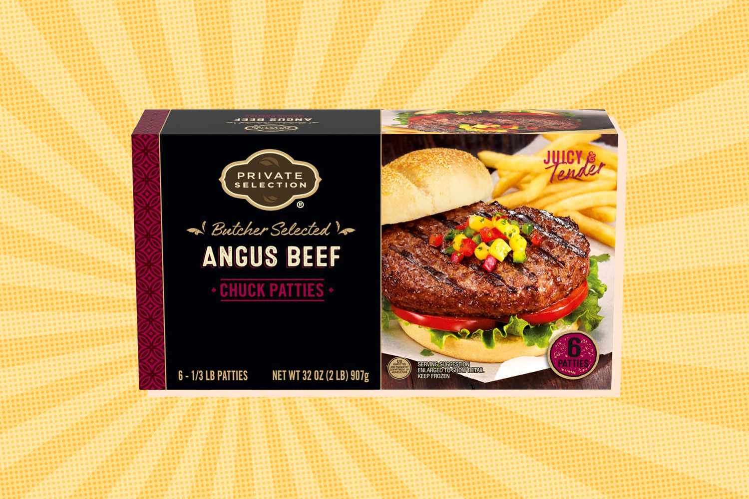 A box of Private Selection Angus Beef Chuck Patties