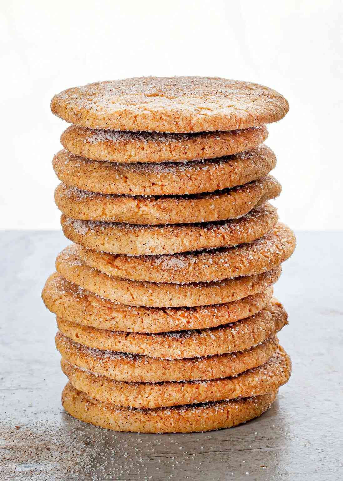 stack of brown sugar snickerdoodle cookies