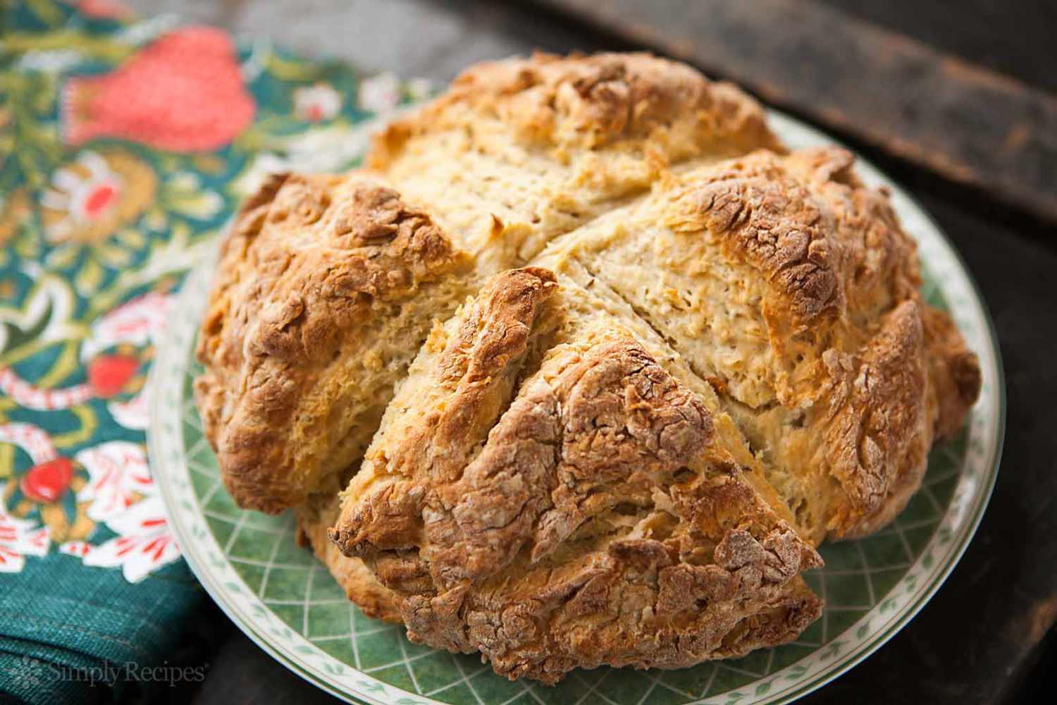Caraway Soda Bread on a green plate