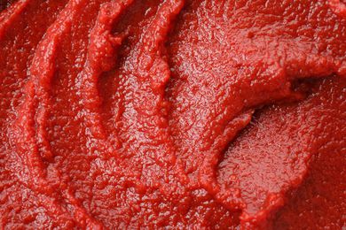 close-up view of tomato paste