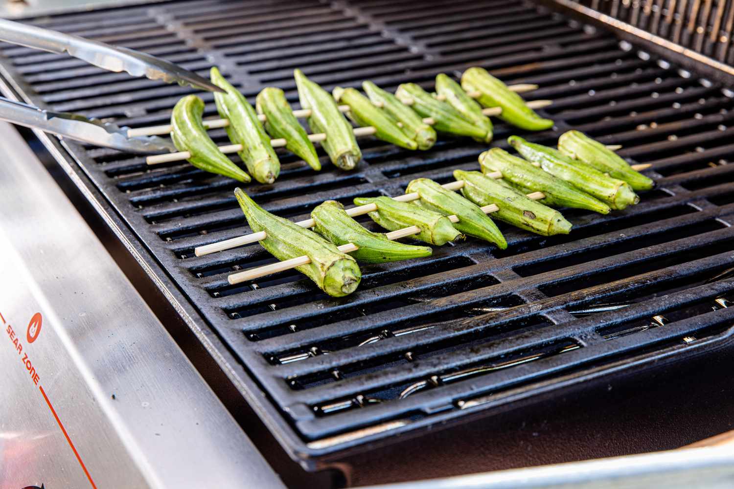 Skewered Okra on the Grill