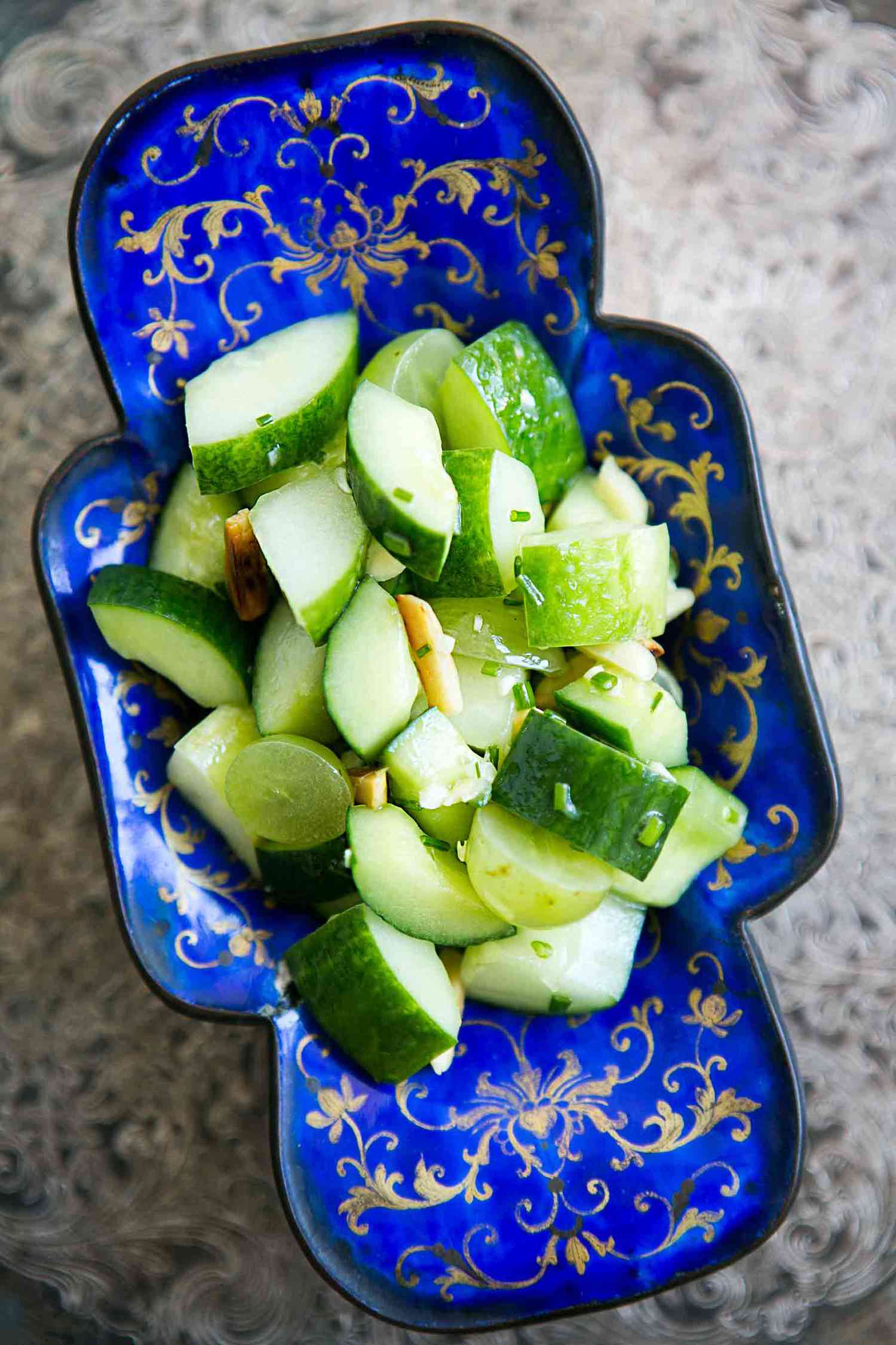 Cucumber Salad with Grapes and Almonds