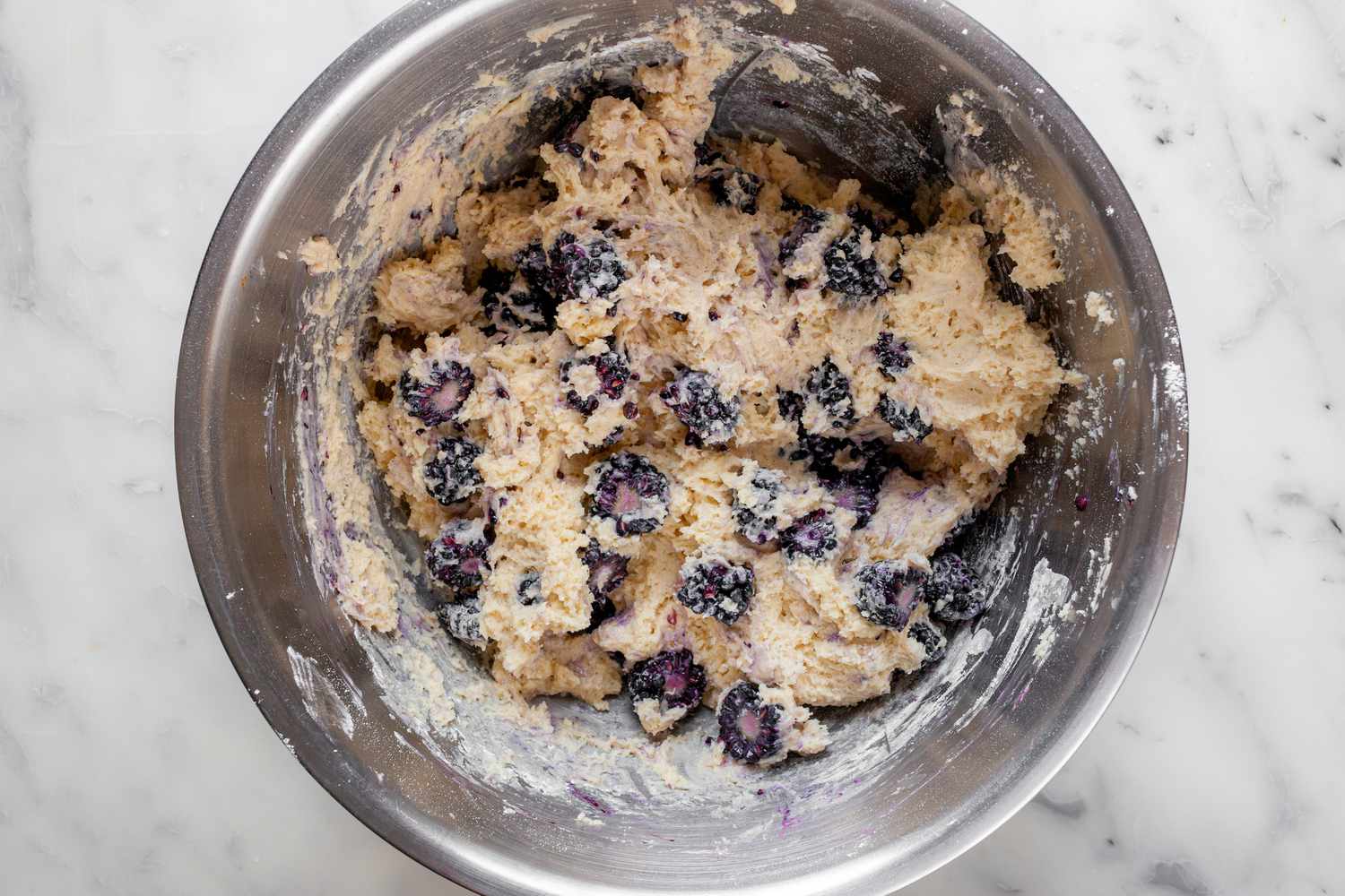 Blackberry Muffins Batter with Blackberries 