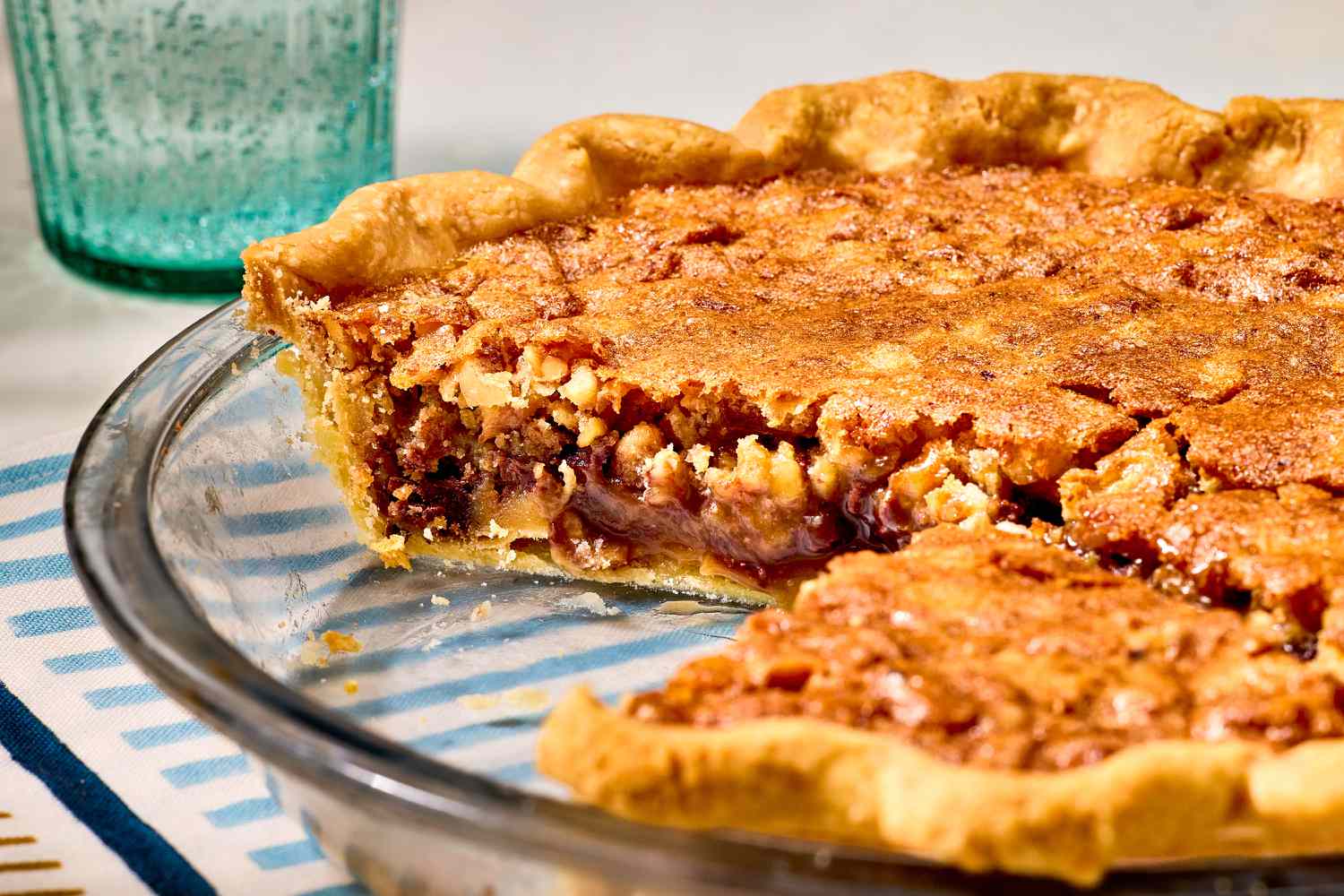 view of the side of Kentucky Derby Pie with slices cut