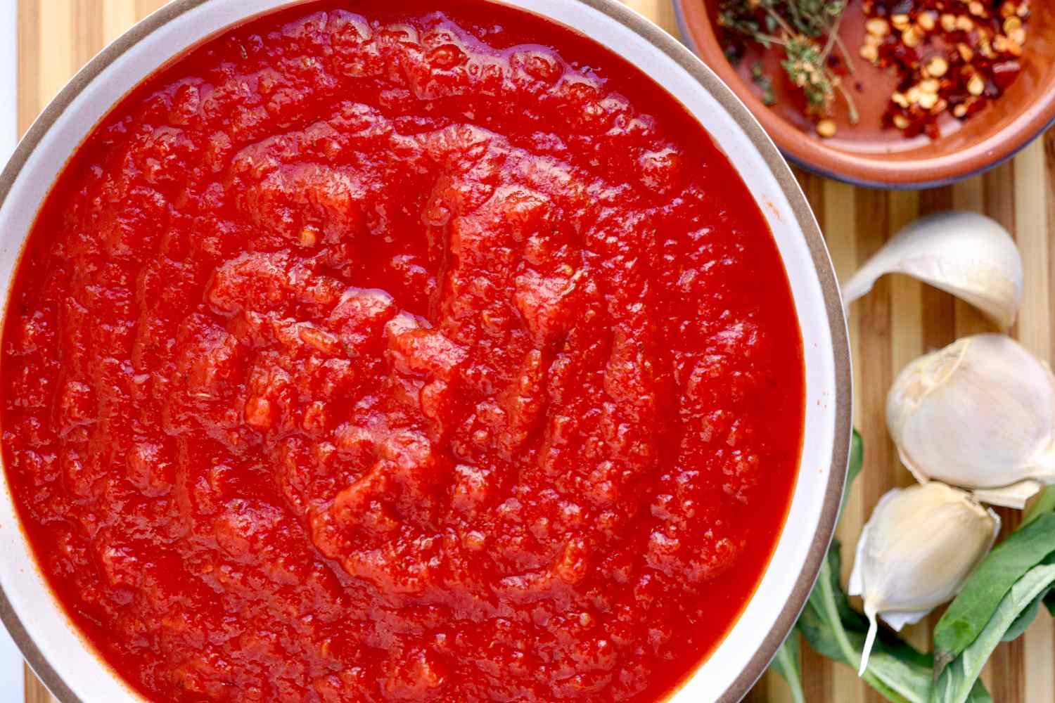 A bowl of Red Pizza Sauce.