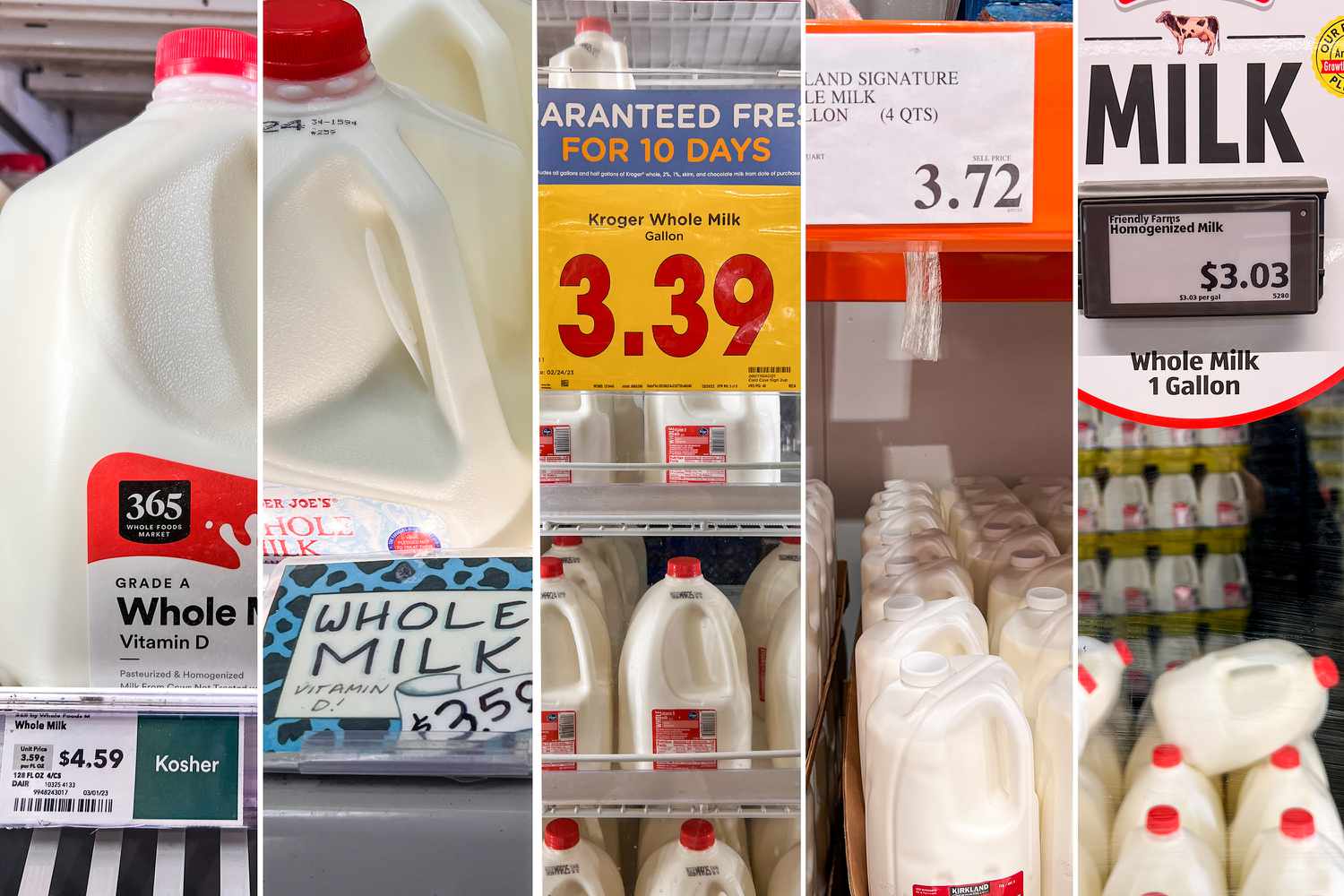 Milk prices at 5 grocery stores