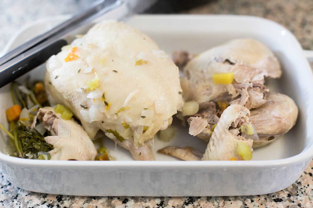 Pressure Cooker Chicken Soup set the cooked chicken aside