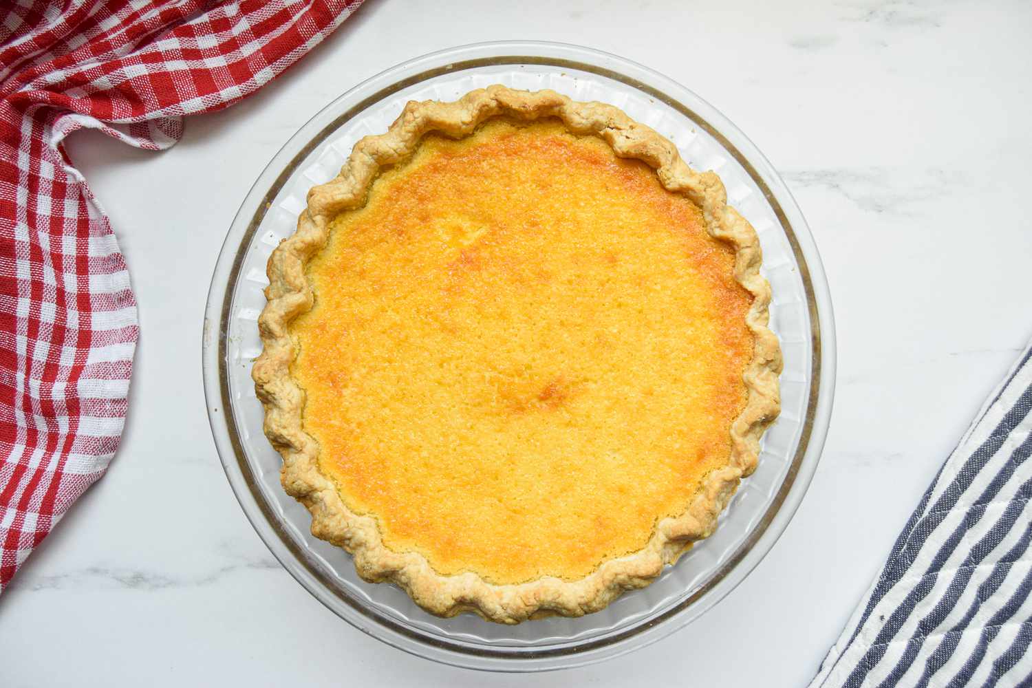 A baked buttermilk pie.