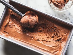 Freezing mexican hot chocolate recipe in a loaf pan for ice cream.