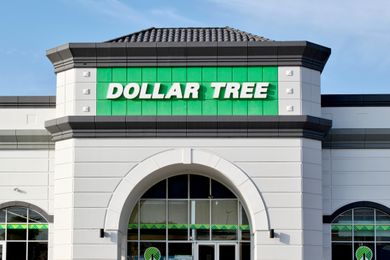 Exterior of a Dollar Tree storefront with its signage above the entrance