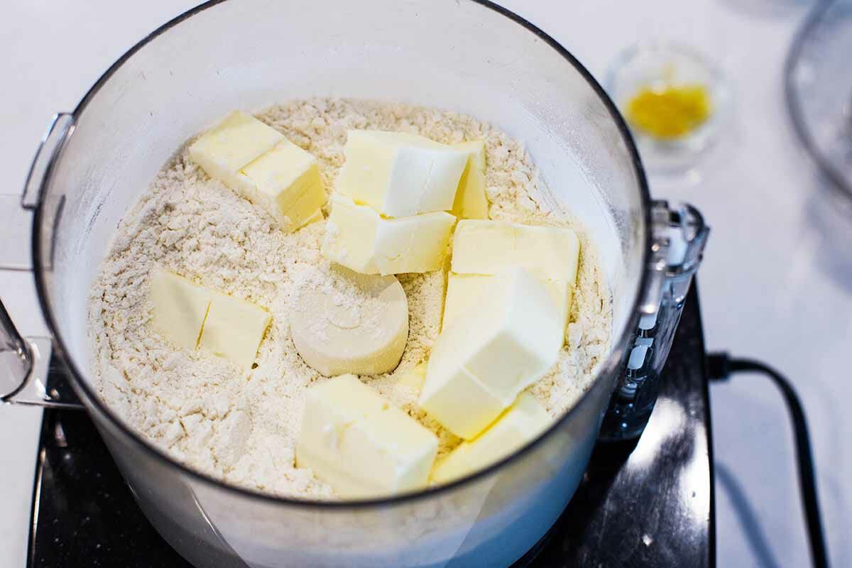 Crumb Bars with Blueberries add the butter