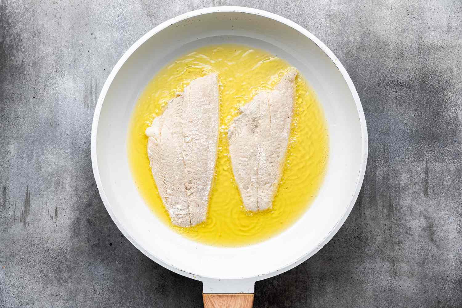 Sole Fillet Fried in a Pan of Oil
