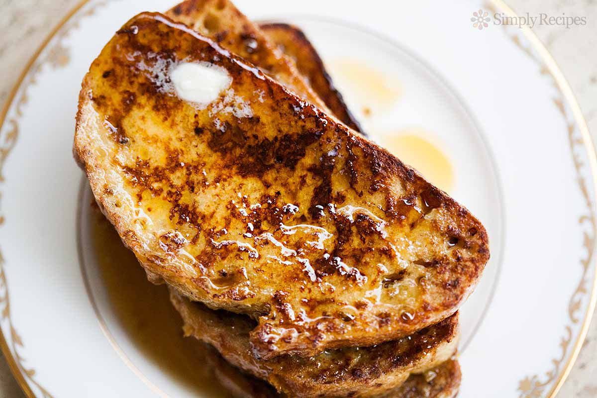 Easy French Toast on plate with butter and syrup