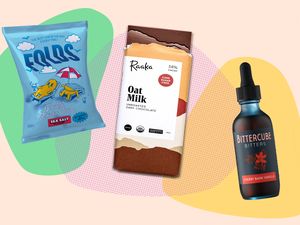 A selection of small business products including chips oat milk chocolate and bitters