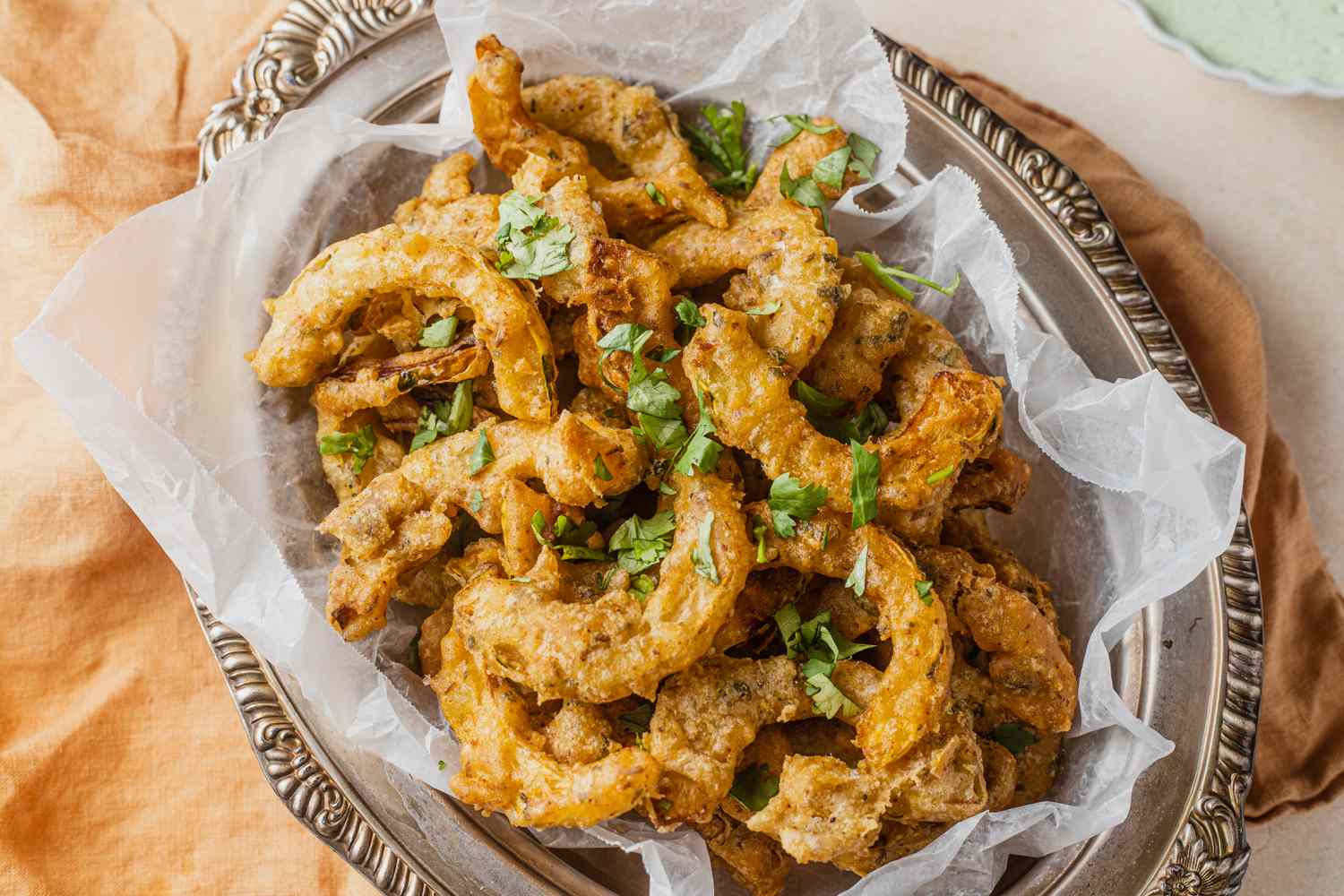 Delicata Squash Pakoras on a Platter