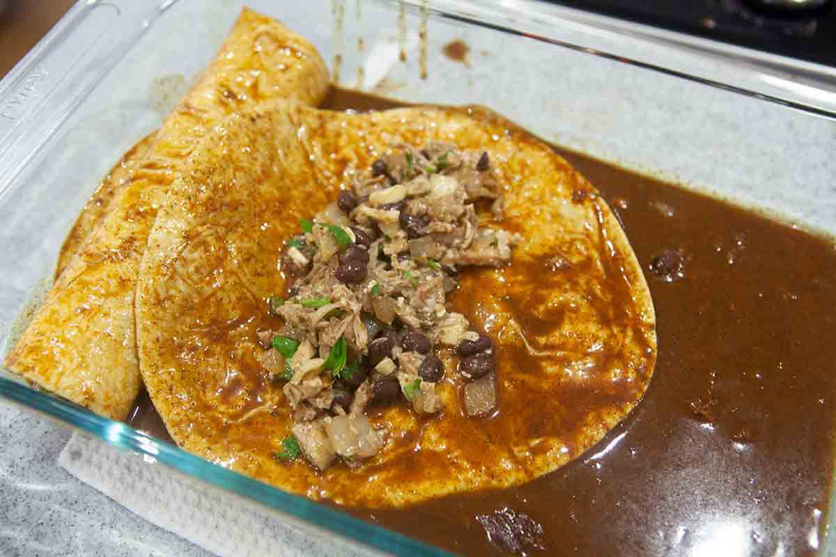 roll up turkey black bean enchiladas