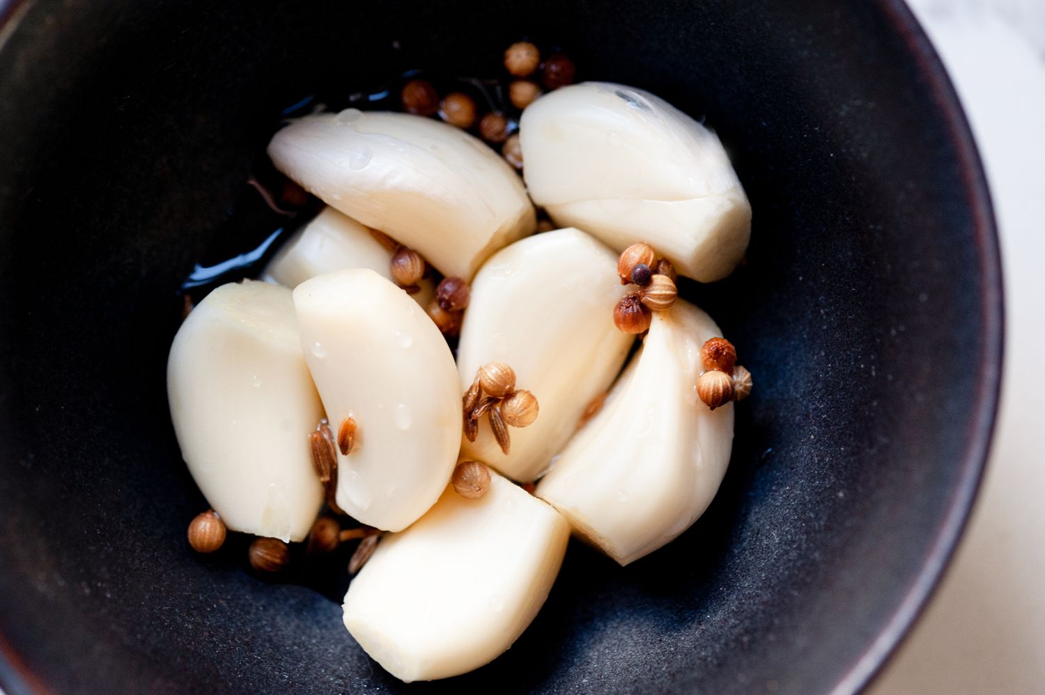 Pickled Garlic in a Bowl