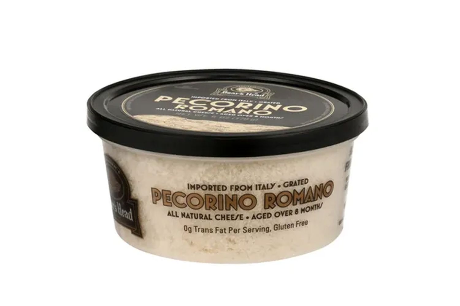 Container of grated Pecorino Romano cheese