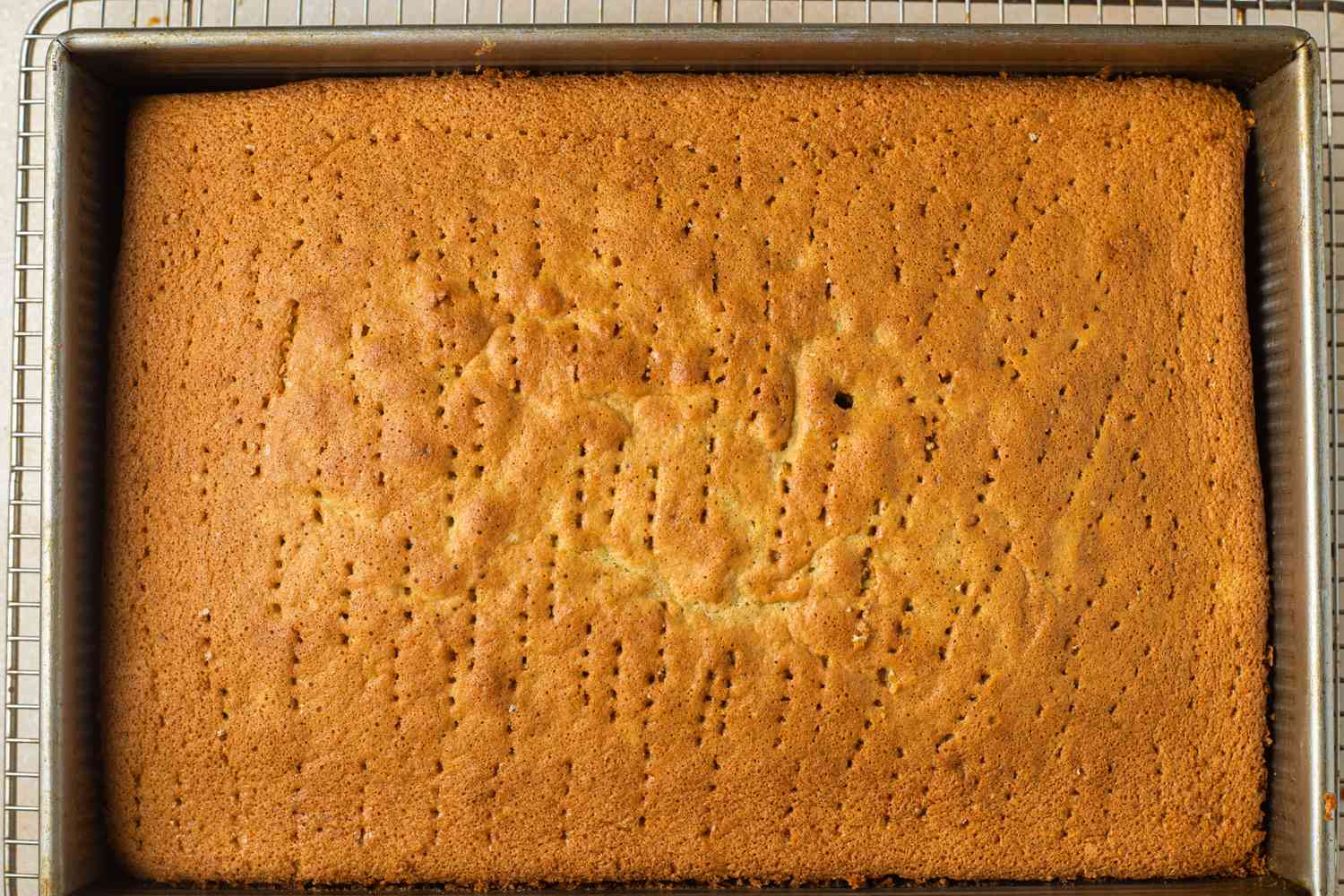 Tres Leches Cake Poked with Holes