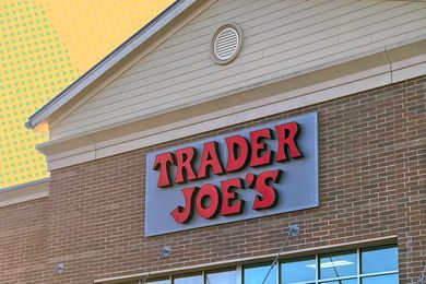 The front of a Trader Joe's store with signage visible