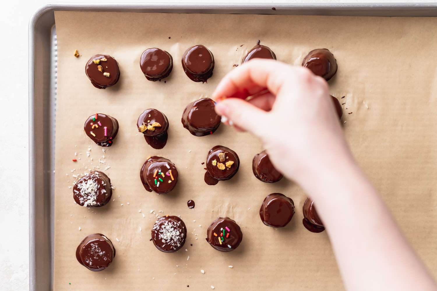Chocolate Covered Bananas with Various Toppings (Flakey Salt, Sprinkles, Shredded Coconut, etc)