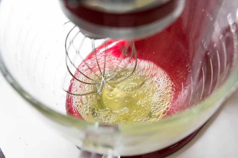 Beating eggs for lemon meringue pie